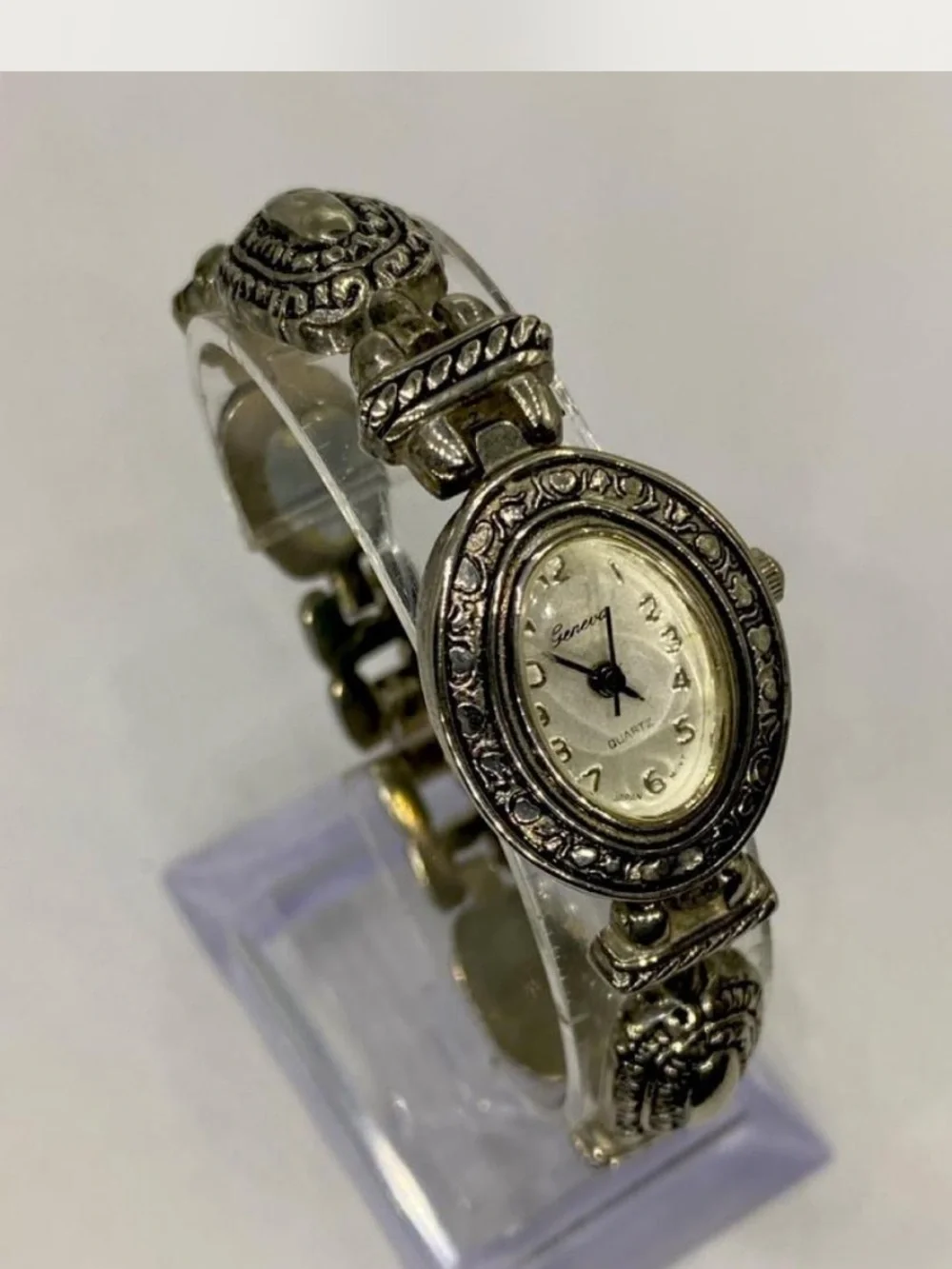 *** Geneva  ^^^ Silver-Tone Ornate Women's Bracelet Watch *